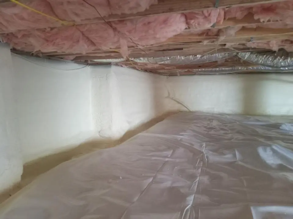 Crawl space encapsulation with closed-cell spray foam for Roof Waterproofing in Lincoln